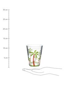 Bicchiere acqua in acrilico con motivo palme Gabrielle, Acrilico, Trasparente, verde, marrone, Ø 9 x Alt. 12 cm