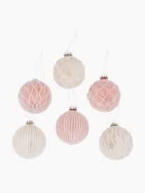 Kerstballen Taina, set van 12, Gelakt glas, Beige, roze, Ø 8 x H 8 cm