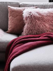 Poszewka na poduszkę ze skóry jagnięcej o długim włosiu Ella, Różowy, S 40 x D 40 cm
