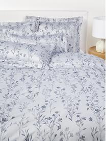 Housse de couette en satin de coton motif jacquard Hurley, Bleu ciel, bleu, larg. 200 x long. 200 cm