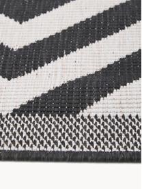 Dubbelzijdig in- en outdoor vloerkleed Palma met zigzag patroon, 100% polypropyleen, Zwart, wit, B 120 x L 170 cm (maat S)