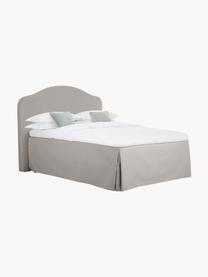 Premium boxspringbed Dahlia, Poten: massief gelakt berkenhout, Geweven stof lichtgrijs, B 140 x L 200 cm, hardheidsgraad H2