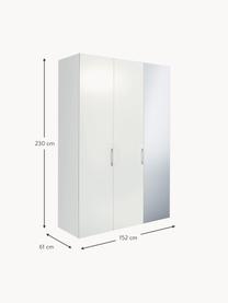 Draaideurkast Madison 3-deurs met spiegeldeur, inclusief montageservice, Frame: panelen op houtbasis, gel, Wit, met spiegeldeur, B 152 x H 230 cm