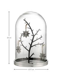 Campana decorativa artesanal Bell, Campana: vidrio, Figura: plástico, metal, Plateado, Ø 17 x Al 26 cm