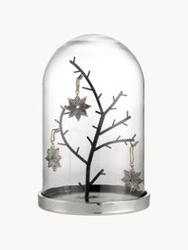 Campana decorativa artesanal Bell, Campana: vidrio, Figura: plástico, metal, Plateado, Ø 17 x Al 26 cm