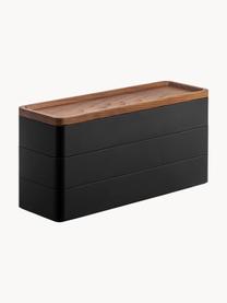 Coffret à bijoux avec couvercle Rin, 3 niveaux, Noir, bois foncé, larg. 24 x prof. 12 cm