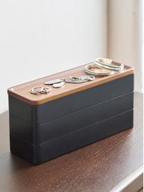 Coffret à bijoux avec couvercle Rin, 3 niveaux, Noir, bois foncé, larg. 24 x prof. 12 cm