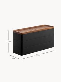 Coffret à bijoux avec couvercle Rin, 3 niveaux, Noir, bois foncé, larg. 24 x prof. 12 cm