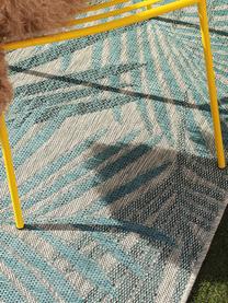 In- & Outdoor-Teppich Cleo mit Palmenblattmotiv, 90% Polypropylen, 10% Polyester, Blau, B 80 x L 150 cm (Größe XS)