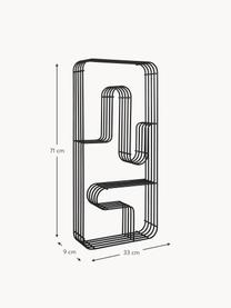 Kovový nástenný regál Curva, Oceľ s práškovým náterom, Matná čierna, Š 33 x V 71 cm