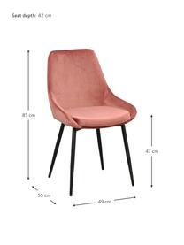 Chaise rembourrée velours rose Sierra, 2 pièces, Rose, noir, larg. 49 x prof. 55 cm