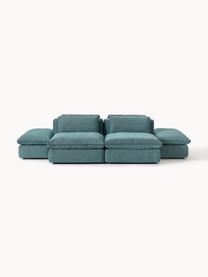 Sofa modułowa Felix, Tapicerka: 100% poliester Dzięki tka, Nogi: tworzywo sztuczne Ten pro, Turkusowo-zielona tkanina, B 320 x T 250 cm