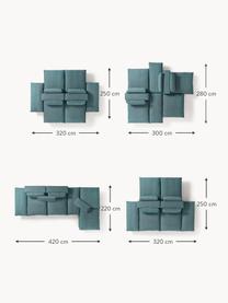 Sofa modułowa Felix, Tapicerka: 100% poliester Dzięki tka, Nogi: tworzywo sztuczne Ten pro, Turkusowo-zielona tkanina, B 320 x T 250 cm