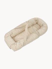 Tragbares Babynest Gro aus Baumwolle, 100 % Baumwolle, Hellbeige, Schwarz gepunktet, B 32 x L 76 cm