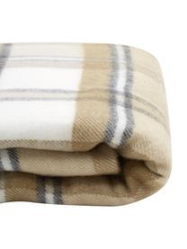 Coperta a quadri con frange Neva, 100% poliacrilico, Tonalità beige, a scacchi, 130 x 170 cm