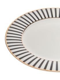 Assiettes plates en porcelaine Pluto Loft, 4 pièces, Porcelaine, Noir, blanc avec bordure dorée, Ø 26 x haut. 2 cm