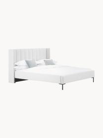 Cama tapizada Dusk, Tapizado: tejido finamente estructu, Estructura: madera de pino maciza con, Patas: metal con pintura en polv, Tejido gris claro, An 140 x L 200 cm