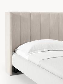 Cama tapizada Dusk, Tapizado: tejido finamente estructu, Estructura: madera de pino maciza con, Patas: metal con pintura en polv, Tejido gris claro, An 140 x L 200 cm