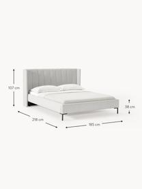 Cama tapizada Dusk, Tapizado: tejido finamente estructu, Estructura: madera de pino maciza con, Patas: metal con pintura en polv, Tejido gris claro, An 140 x L 200 cm