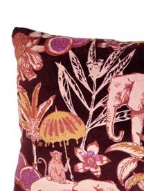 Coussin rectangulaire en velours Elephant, Bordeaux, multicolore