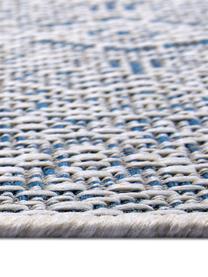 In- & outdoor loper met patroon Jaffa in blauw, 100% polypropyleen, Blauw, crèmekleurig, B 70 x L 300 cm