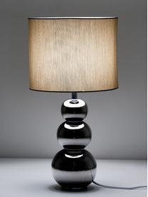 Keramische tafellamp Regina, Lampenkap: textiel, Lampvoet: keramiek, Zilverkleurig, crèmewit, Ø 25 x H 49 cm