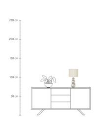 Keramische tafellamp Regina, Lampenkap: textiel, Lampvoet: keramiek, Zilverkleurig, crèmewit, Ø 25 x H 49 cm