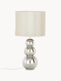 Lámpara de mesa de cerámica Regina, Pantalla: tela, Cable: plástico, Plateado, blanco crema, Ø 25 x Al 49 cm