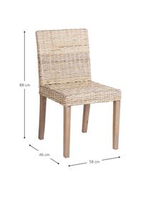 Sedia in rattan beige Maria, Seduta: rattan, Gambe: legno, Beige, marrone chiaro, Larg. 54 x Alt. 88 cm