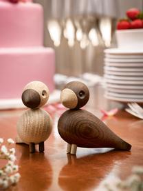 Figuras decorativas de diseño Lovebirds, 2 uds., Madera de roble barnizada, Bayo, marrón oscuro, An 9 x Al 9 cm