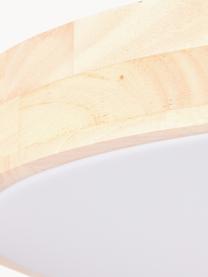 Plafoniera a LED in legno dimmerabile con telecomando Slimline, Paralume: legno, Struttura: metallo rivestito, Marrone, bianco, Ø 49 x Alt. 9 cm