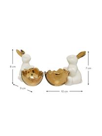 Coquetier Pâques Bunny, 2 élém., Porcelaine, Blanc, couleur dorée, Lot de différentes tailles