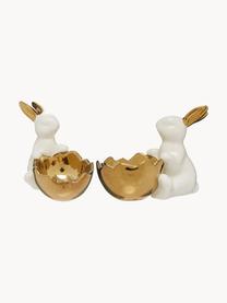 Coquetier Pâques Bunny, 2 élém., Porcelaine, Blanc, couleur dorée, Lot de différentes tailles