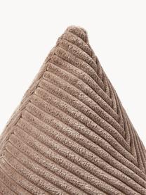 Coussin triangulaire en velours côtelé Kylen, Nougat, larg. 40 x long. 40 cm