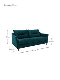 Sofa rozkładana z aksamitu Loft (3-osobowa), Tapicerka: 100% aksamit poliestrowy , Nogi: metal lakierowany, Szmaragdowy, S 191 x G 100 cm