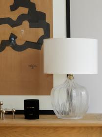 Lámpara de mesa de vidrio Sue, Pantalla: tela, Cable: plástico, Blanco, latón, Ø 33 x Al 47 cm