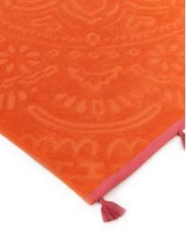 Serviette de plage orange Mandala, 100 % coton, Orange, rose, larg. 90 x long. 160 cm