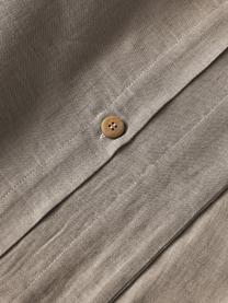 Housse de couette jacquard en coton et lin Amita, Taupe, larg. 200 x long. 200 cm