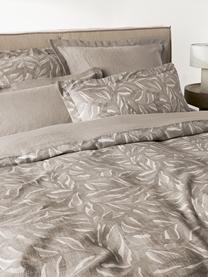 Housse de couette jacquard en coton et lin Amita, Taupe, larg. 200 x long. 200 cm