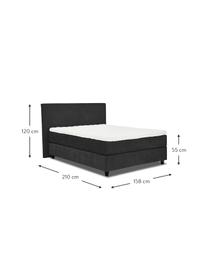 Premium corduroy boxspring bed Eliza in donkergrijs, Matras: 5-zones pocketvering, Poten: massief gelakt berkenhout, Corduroy donkergrijs, 200 x 200 cm, hardheidsgraad 3