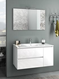 Set lavabo Flam 4 pz, Lampada: alluminio, rivestito, Superficie dello specchio: vetro a specchio, Bianco, Set in varie misure