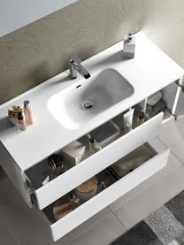 Set lavabo Flam 4 pz, Lampada: alluminio, rivestito, Superficie dello specchio: vetro a specchio, Bianco, Set in varie misure