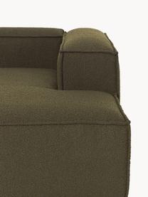 Chaise longue hoekmodule Lennon uit bouclé, Bekleding: bouclé (100% polyester) M, Frame: massief grenenhout, multi, Poten: kunststof Dit product is , Bouclé olijfgroen, B 119 x D 180 cm, hoekdeel rechts