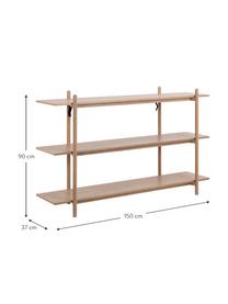 Wandrek Asbaek van hout met 3 planken, MDF met eikenhoutfineer, Bruin, B 150 cm x H 90 cm