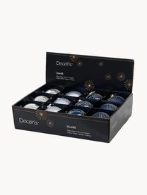 Set de bolas de Navidad Stripe, 12 uds., Vidrio, Azul oscuro, dorado, Ø 8 cm