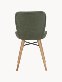 Gestoffeerde stoelen Batilda, 2 stuks, Bekleding: polyester De bekleding he, Poten: eikenhout, massief, blank, Geweven stof donkergroen, B 47 x D 53 cm