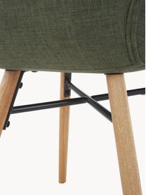 Gestoffeerde stoelen Batilda, 2 stuks, Bekleding: polyester De bekleding he, Poten: eikenhout, massief, blank, Geweven stof donkergroen, B 47 x D 53 cm