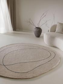 Tapis en laine tissé à la main de forme organique Shape, 90 % laine, 10 % coton

Les tapis en laine peuvent perdre des fibres lors des premières semaines et des peluches peuvent se former, ce phénomène est naturel et diminue à mesure de votre usage et du temps, Beige clair, noir, Ø 200 cm (taille L)