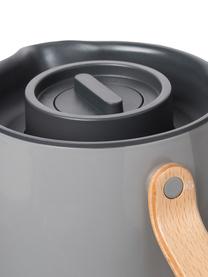 Teezubereiter Emma glänzend, 1 L, Korpus: Edelstahl, Beschichtung: Emaille, Griff: Buchenholz, Grau, glänzend, 1 L