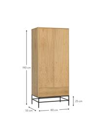 Kleiner Holz-Kleiderschrank Flora, Holz, B 80 x H 190 cm